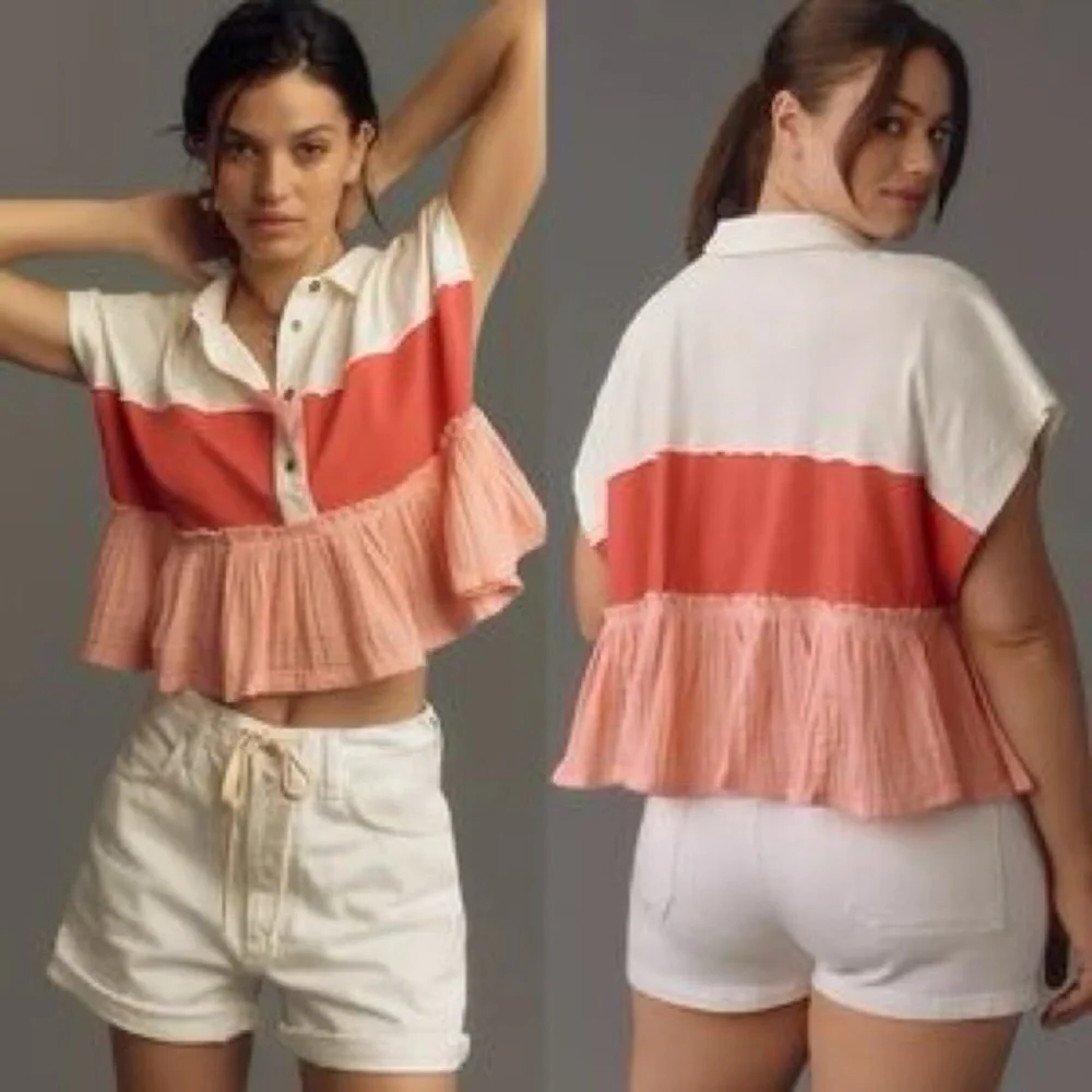 Anthropologie Pilcro the Bonfire Rugby Stripe Top S - Picture 6 of 9